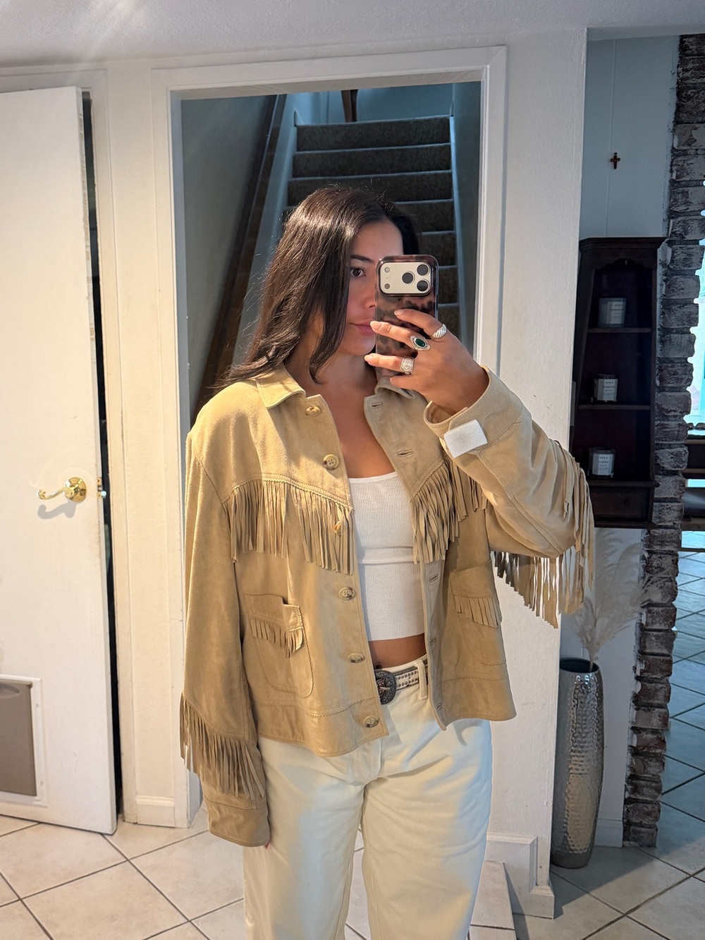 Ralph Lauren Beige Suede Fringe Jacket - Picture 7 of 7